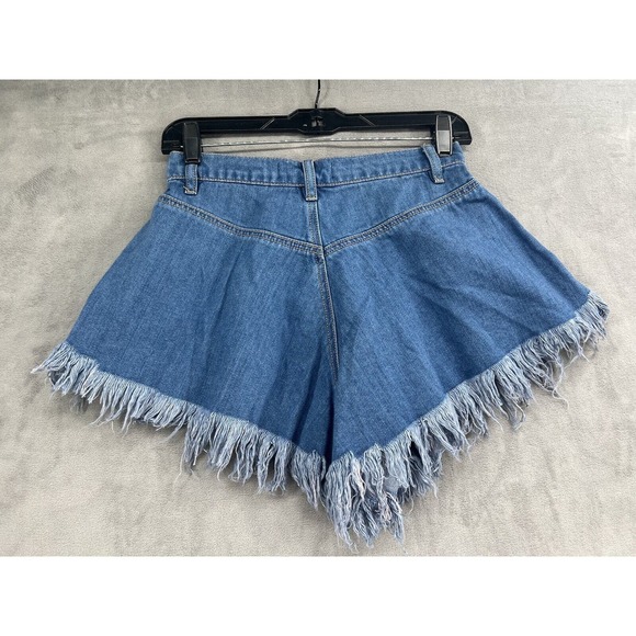 New Free People Harlie Denim Shorties Size 25 Fringe High Rise Jean Shorts - Picture 4 of 7
